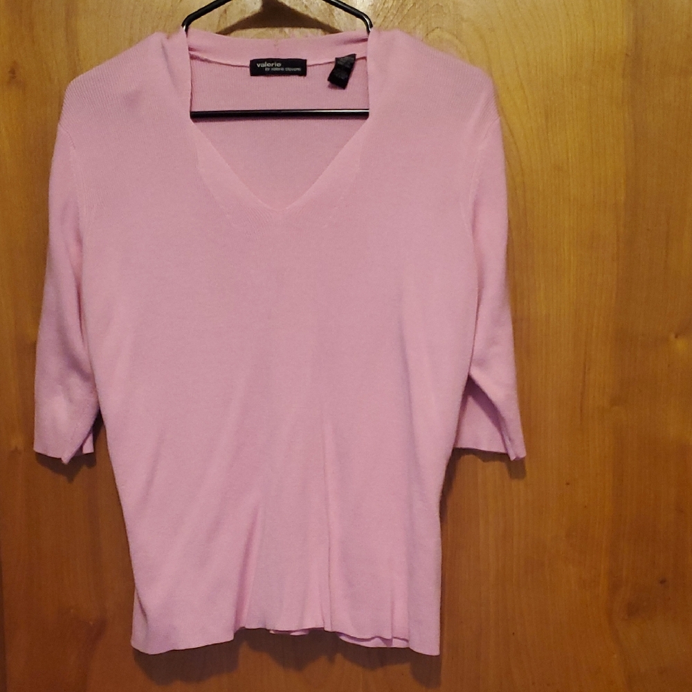 Valerie Stevens Light Pink V-Neck Sweater